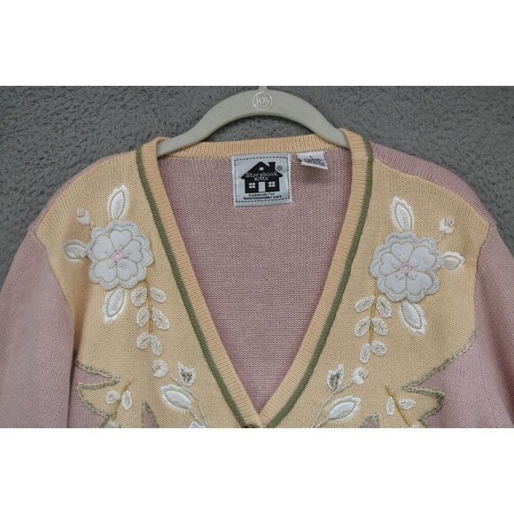 Storybook Knits Vtg. Beaded Embroidered Sweater-Size Large-Grandmacore-Y2K - Picture 9 of 13